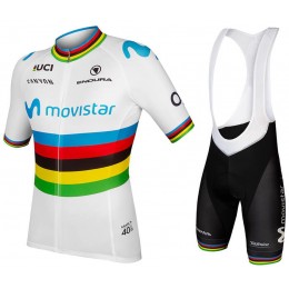 MOVISTAR TEAM World Champion 2019 Fahrradbekleidung Radtrikot Satz Kurzarm+Kurz Trägerhose V5GWQ