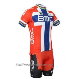 BMC Racing Teams Norwegian Champion Radbekleidung Radtrikot Kurzarm und Fahrradhosen Kurz L1012