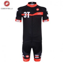 Castelli 3T 2014 Radbekleidung Radtrikot Kurzarm und Fahrradhosen Kurz Schwarz Rot 2ZRPV
