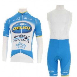 2016 KTM-Delko Marseille Provence Set Fahrradbekleidung Radtrikoten+Kurz Trägerhose blau 3LSF8