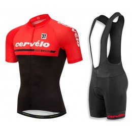 2018 Cervelo 3T Rot Fahrradbekleidung Radtrikot Satz Kurzarm+Kurz Trägerhose 46FRQ