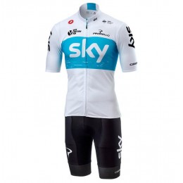 TEAM SKY 2018 weiß Set Fahrradbekleidung Radtrikoten+Kurz Radhose B8DFF