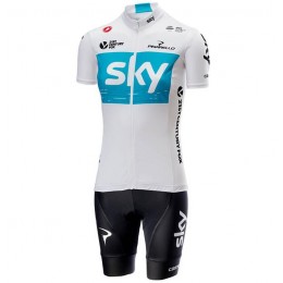 Team Sky 2018 Dame weiß Fahrradbekleidung Radteamtrikot Kurzarm+Kurz Radhose 312MD