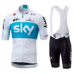 TEAM SKY 2018 weiß Fahrradbekleidung Satz Fahrradtrikot Kurzarm Trikot und Kurz Trägerhose LBUFX