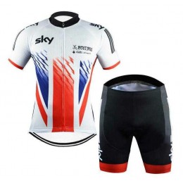 2016 SKY British Set Radbekleidung Radtrikot Kurzarm und Fahrradhosen Kurz Schwarz Rot weiß TH48N