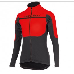 2016 Castelli Secondo Strato Fahrradbekleidung Radtrikot Langarmen Rot Schwarz AOWJU