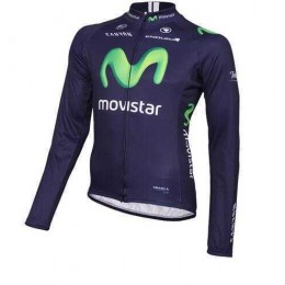 2016 Movistar Fahrradbekleidung Radtrikot Langarm vliezen blau 3G23L