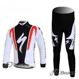 Specialized Pro Team S-Works Fahrradbekleidung Set Langarmtrikot+Lange Radhose weiß Schwarz Rot I8ZJE