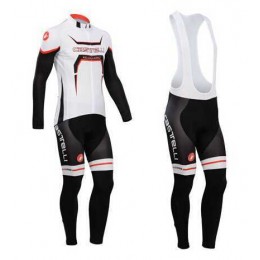 Castelli 2014 Fahrradbekleidung Set Langarmtrikot+Lange Trägerhose weiß Schwarz Rot WVJZH